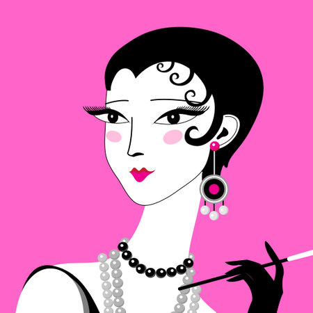 Beautiful graphic retro style vector portrait of a super girl on a bright background for advertising