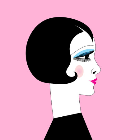 Beautiful graphic retro style vector portrait of a super girl on a bright background for advertisingのイラスト素材