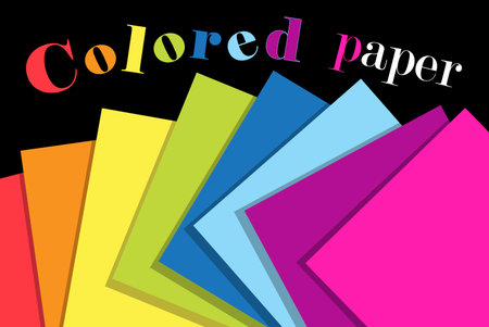 Multicolored vector paper on a dark background. Design template for advertising business card, poster or web page.のイラスト素材