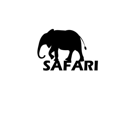 Vector graphic icon of a beautiful walking elephant Isolated on a white background. Design template for business card or travel poster.のイラスト素材