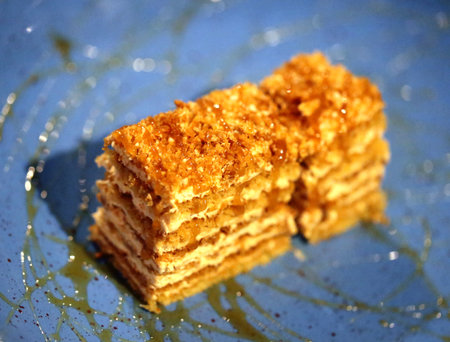 Bright photo background macro tasty cake honey cakeの写真素材