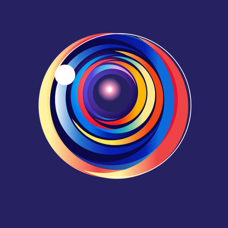 Lovely vector multicolored abstract round element on blue backgroundのイラスト素材