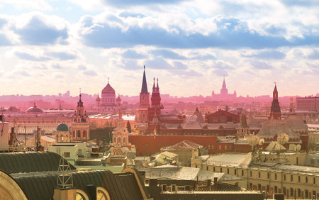 Types of photos landscapes of Moscow and sights on a Sunny dayの写真素材