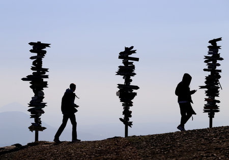 Photo of beautiful silhouettes in the mountains during the dayの写真素材