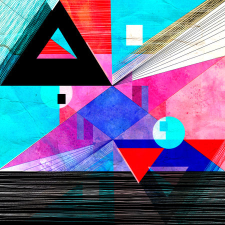 Watercolor retro color abstract geometric background. An example for the design of posters...