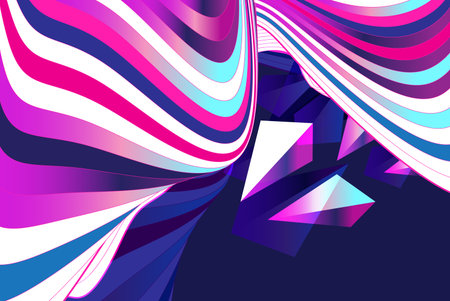 Illustration abstract vector graphic linear waves and geometryのイラスト素材