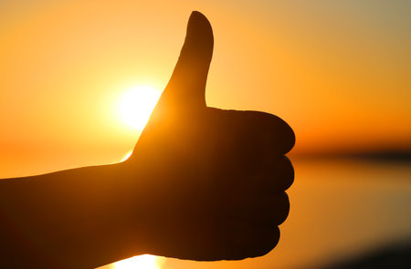 Photo of a beautiful silhouette of a handの写真素材