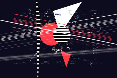 Abstract vector background with different geometric elements on a retro background.