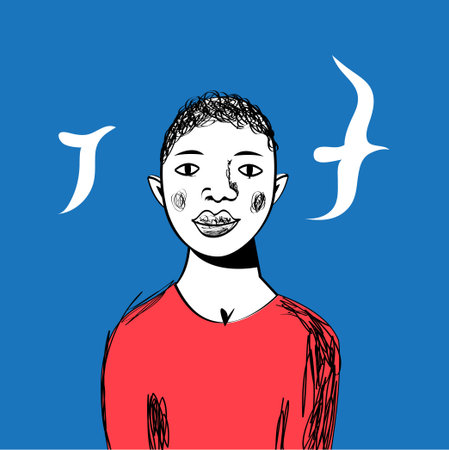 Vector portrait of an African boyのイラスト素材
