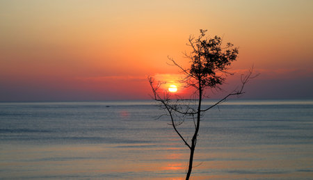 Beautiful photo of the sea landscape at sunsetの写真素材