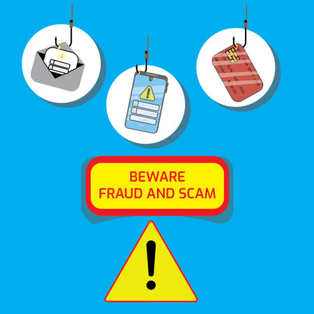 Phishing, scam, fraud via mobile technology isometric vector concept illustration.のイラスト素材