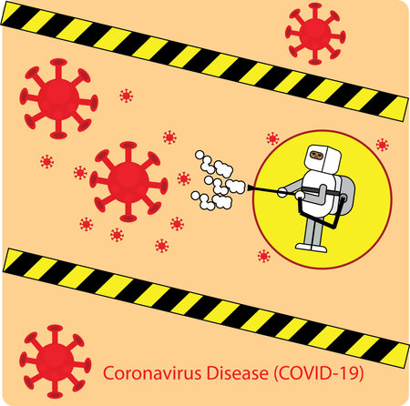 Sanitizing during pandemic Covid 19 or coronavirus alertのイラスト素材