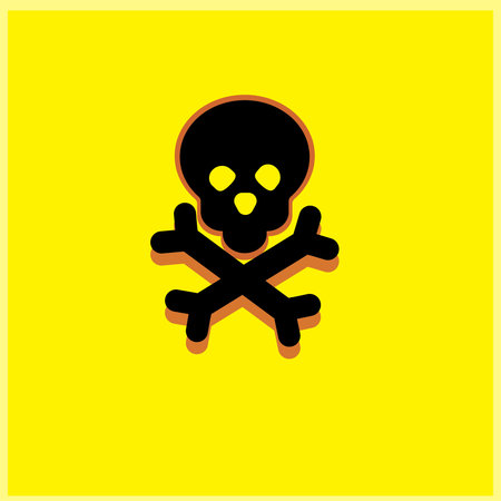 A black skull with a yellow backgroundのイラスト素材