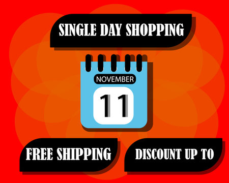 11.11 Online Shopping sale poster or flyer design. Singles day sale banner. Global shopping world day.のイラスト素材