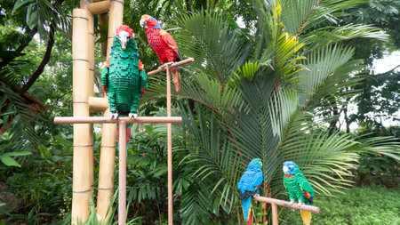 Johor, Malaysia, 20th Jan 2021 - Scenery of miniature model made of Lego bricks at Legoland, Johor, Malaysia.. Selective focus. Contains noise and grainのeditorial素材