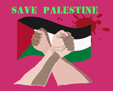 Palestine lives matter movement protesting claiming for antiracism and equal human rightsのイラスト素材