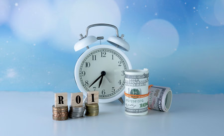 Return On Investment Concept. Financing and Investment Concept. Selective focus on the watch with...