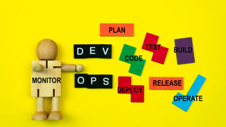 DevOps concept is combining software development (Dev) and IT operations(Ops) to shorten the systems development lifecycle with agile methodology.の写真素材