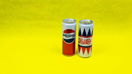 Kuala Lumpur, Malaysia, 9 OCT 2022 - Pepsi drink in cans, special anniversary edition. Pepsi is a carbonated soft drink manufactured by PepsiCo.のeditorial素材