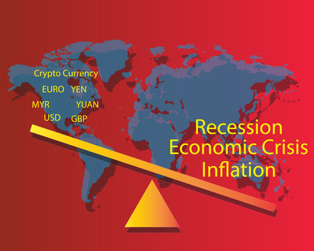 economic recession in 2023 Graphs and slumping stock markets show the global economic crisis in 2023. The effects of inflation, war, epidemics. EPS10 vector.のイラスト素材