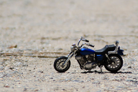 motorcycle on the road, closeup photo with selective focus