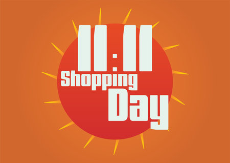 11.11 shopping day sale poster or flyer design. Global shopping world day Sale on colorful background.のイラスト素材