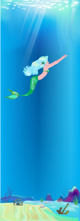 a mermaid swims at-seaのイラスト素材