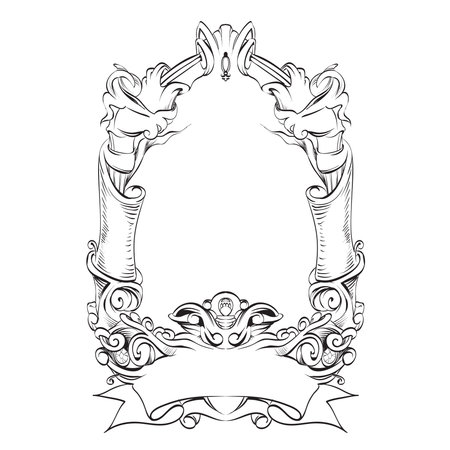 frame oval vintage baroque flowers vectorのイラスト素材
