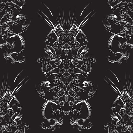 drawing hand vintage frame baroque elements for advertising in vintage style, ornament, to frame the logo or text scrolling list Black and whiteのイラスト素材