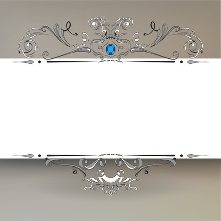 drawing hand vintage frame baroque elements for advertising in vintage style, ornament, to frame the logo or text scrolling list Black and whiteのイラスト素材