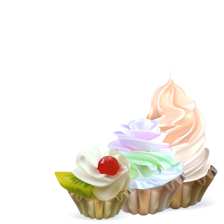 illustration isolated cake basket with cream, vectorのイラスト素材
