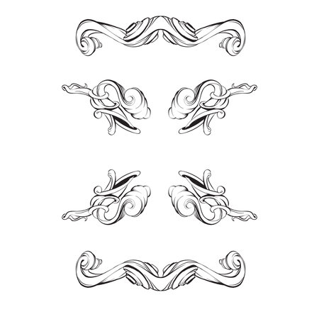 decorative elements in vintage style for decoration layout, framing, for tektsta for advertising, vector illustration handsのイラスト素材
