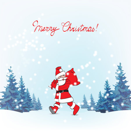 Santa Claus. Template greeting card Father Christmas hand pointsのイラスト素材