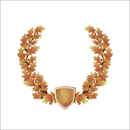 oak wreath, acorns, coat of arms, vintage template frame for iconのイラスト素材