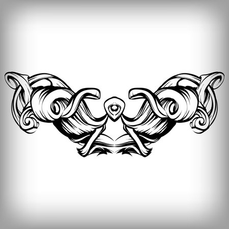 decorative elements in vintage style for decoration layout, framing, for tektsta for advertising, vector illustration handsのイラスト素材