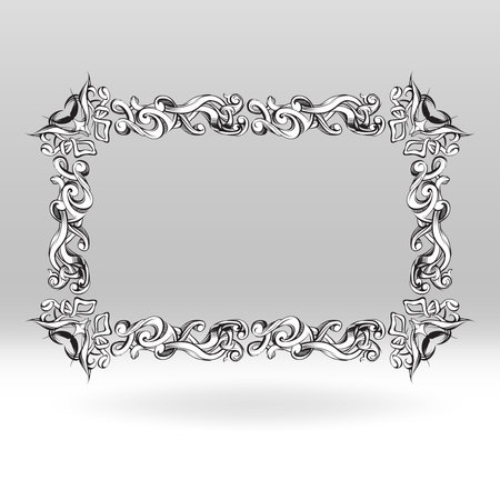 decorative elements in vintage style for decoration layout, framing, for text for advertising, vector illustration handsのイラスト素材