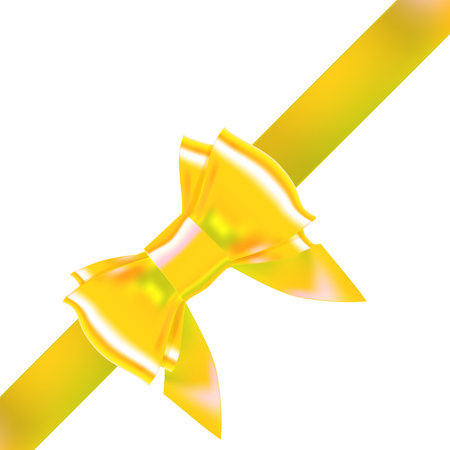 gold yellow bow ribbon gift vectorのイラスト素材