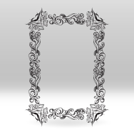 decorative elements in vintage style for decoration layout, framing, for text for advertising, vector illustration handsのイラスト素材