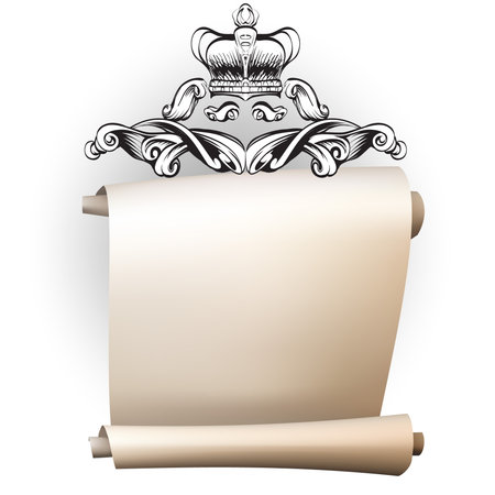 crown vector, decorative elements in vintage style for decoration layout, framing, for text for advertising, vector illustration handsのイラスト素材