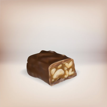 chocolate bar cinnamon inside stuffing, icon, isolated vector object, almond truffle chocolateのイラスト素材
