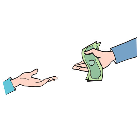 Hand transfers the money, partnership, cooperation calculation symbol icon vectorのイラスト素材