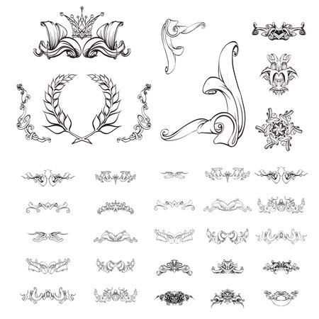 decorative elements in vintage style for decoration layout, framing, for advertising, vector illustration handsのイラスト素材