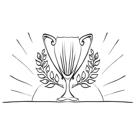 cup, gold laurel wreath vector awardのイラスト素材