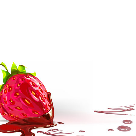 strawberries in chocolate realistic detailed vector illustration icon, with space for textのイラスト素材