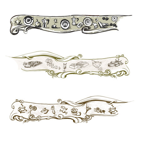 Turk coffee cup of coffee with coffee beans donut, cinnamon stick, vector, geyser coffee, cocoaのイラスト素材