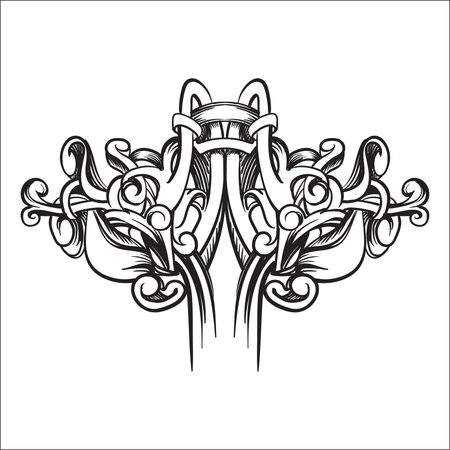 decorative elements in vintage style for decoration layout, framing, for text for advertising, vector illustration handsのイラスト素材