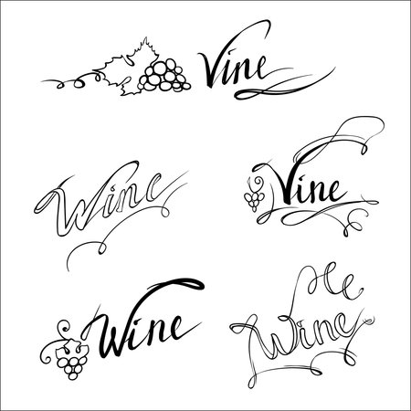 wine, vine, lettering,   vectorのイラスト素材