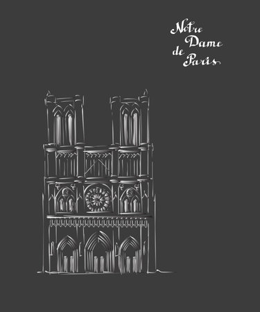 notre dame de paris building sketchのイラスト素材