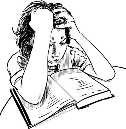 boy doing lessons illustrationのイラスト素材