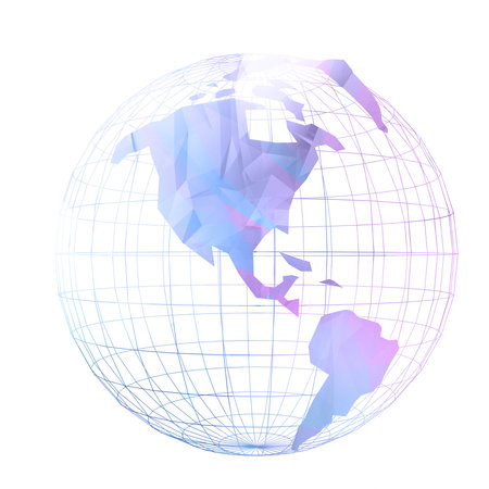 Polygonal globe. Polygonal world. Vector illustration.の写真素材